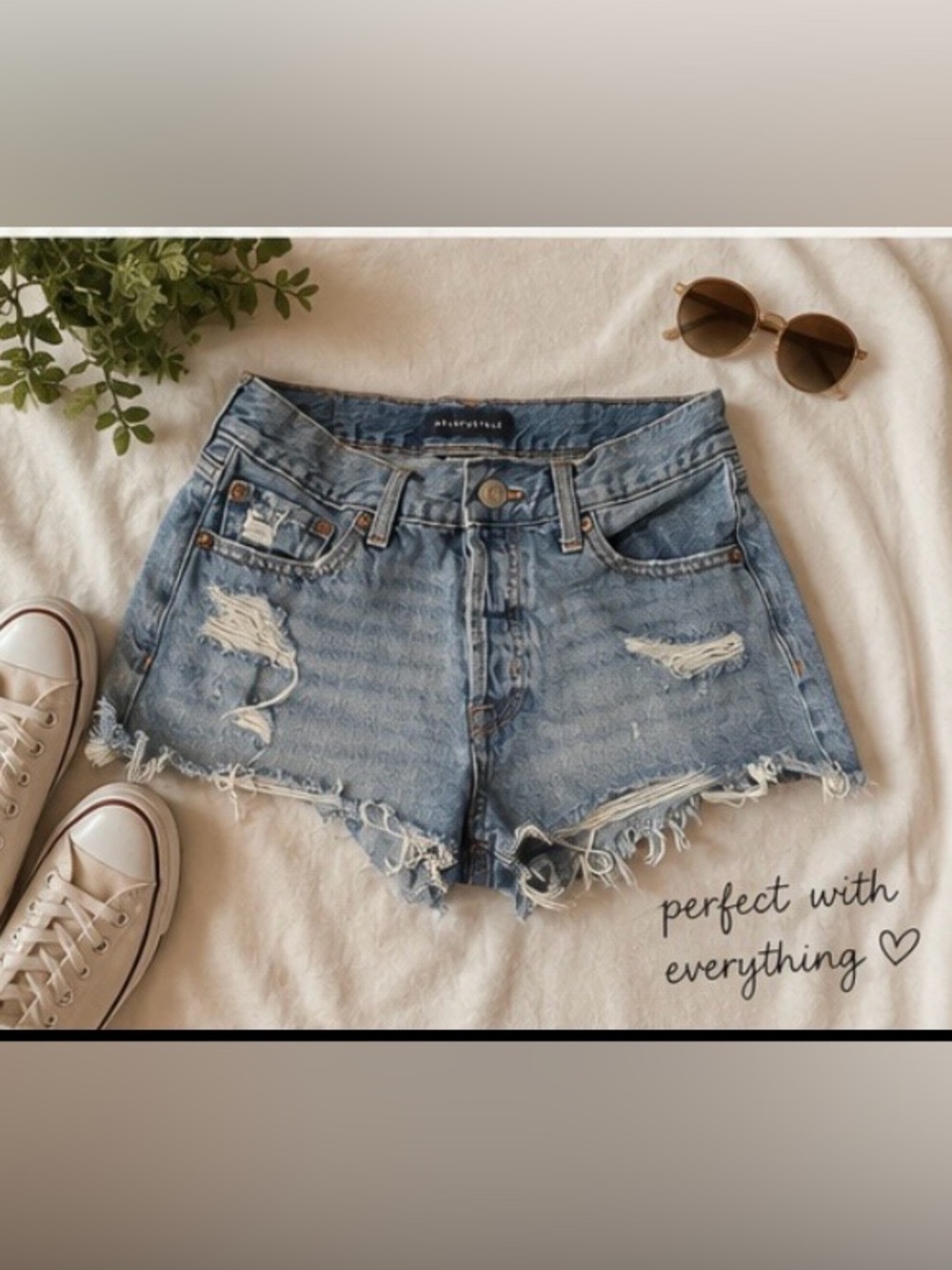 Aeropostale Light Blue Distressed Denim Cutoff Shorts